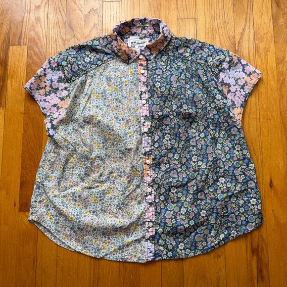 American Eagle Outfitters Tops - American Eagle Floral Patchwork Button Down Shirt Womens S Mixed Print Cotton